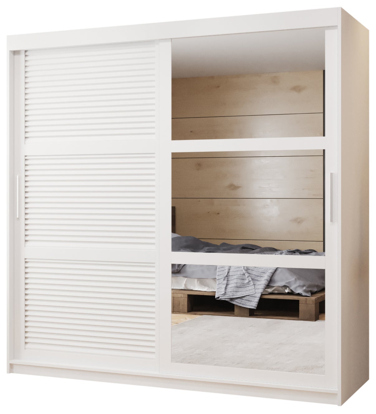 Szafa przesuwna garderoba ŻALUZJA 2 180 x 62 x 200 cm Biały - Abiks Meble