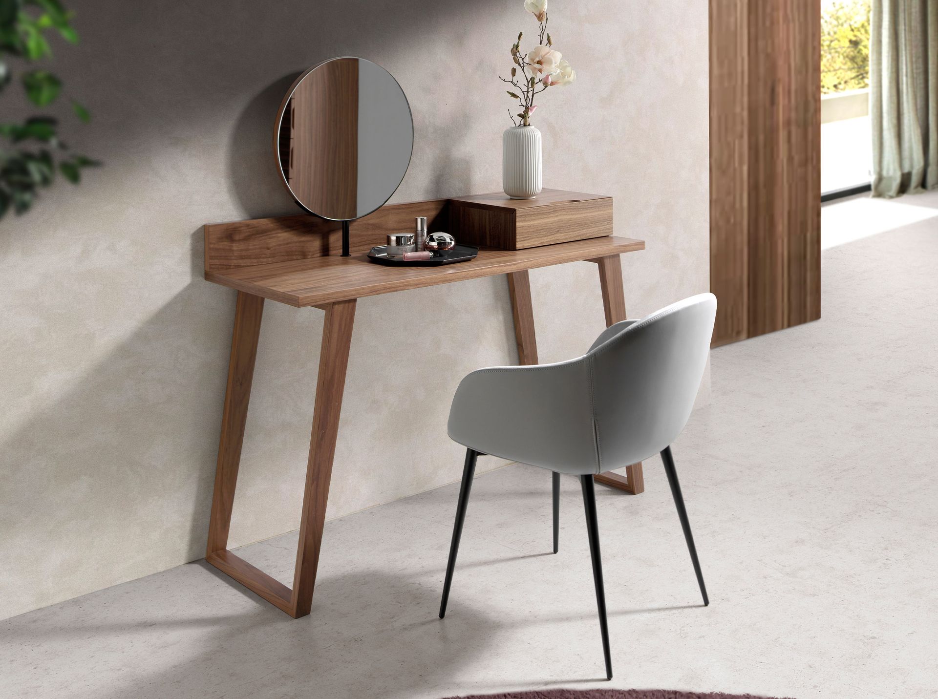 ANGEL CERDA Coiffeuse en noyer avec miroir - 6