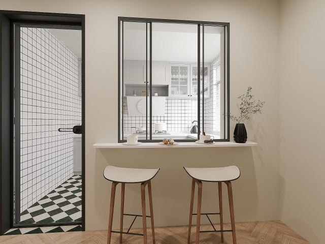 Verrière coulissante en aluminium thermolaqué noir 120x130 cm - RAVENA