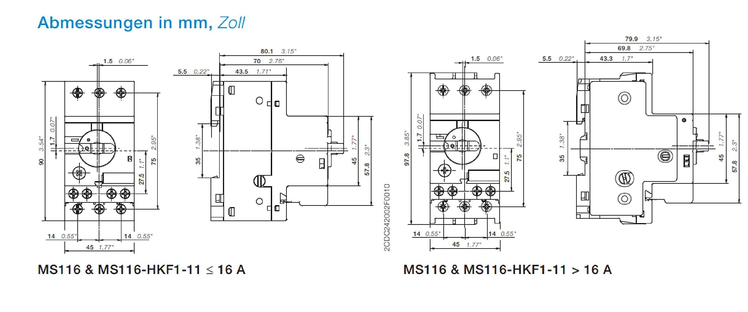 Disjoncteur de protection moteur réglable ABB MS 116-2,5 1SAM 250 000 R1007 690 V/AC 2.5 A 1 pc(s) - 4