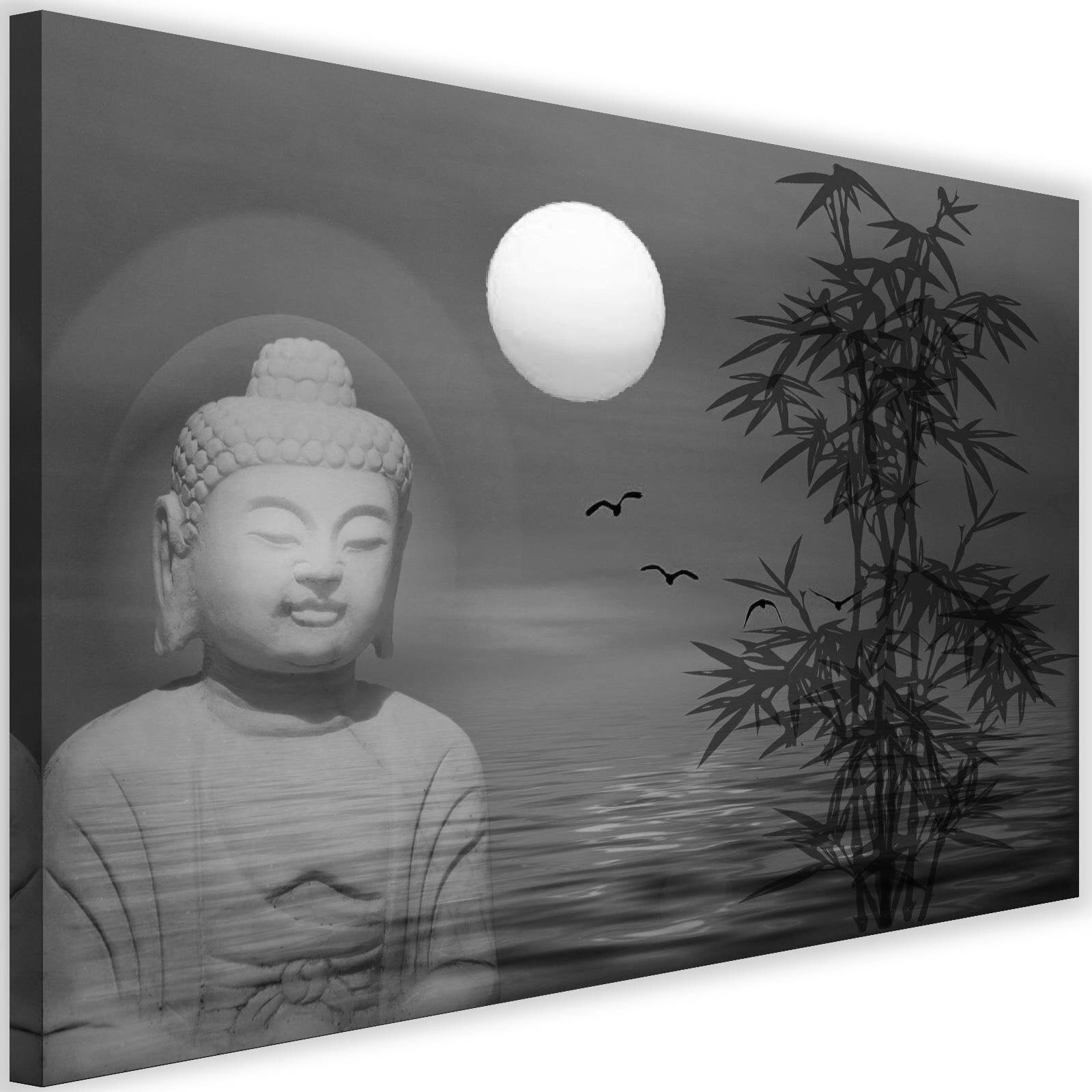 Tableau bouddha au bord de la mer au coucher du soleil 3 - 90 x 60 cm ...