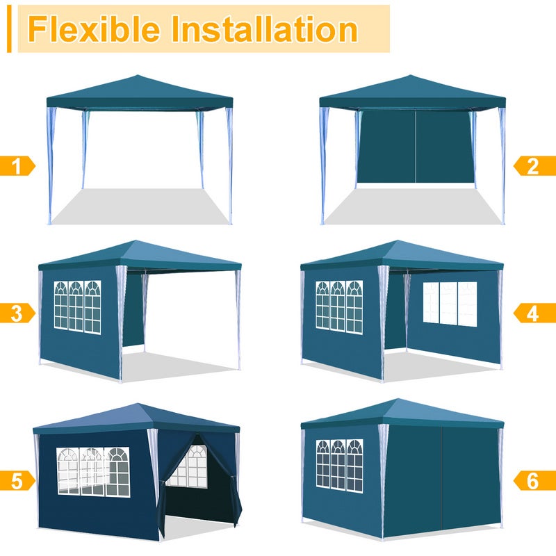 Tente Pavillon Étanche Terrasse – Pavillon de terrasse avec fixation, tente de jardin parfaite pour les fêtes 3x3m Bleu - 3