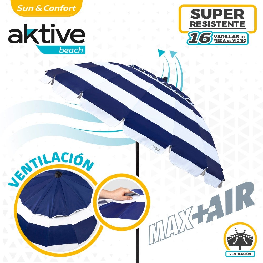 Guarda-sol à prova de vento Ø240 cm com vara basculante e proteção UV50 Aktive - 3