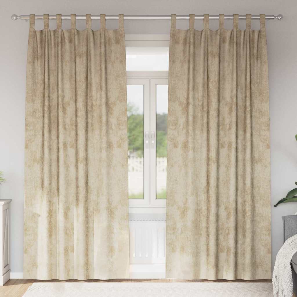 Zasłony z weluru z zasłonami 2 pcs Kremowy 260 x 140 cm Aksamit vidaXL