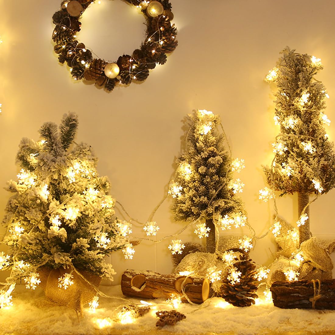 Guirlande Lumineuse de Flocon de Neige,6M 40 Pcs LED Guirlande Lumineuse Sapin de Noel, Guirlande LED Décoration Noel Intérieur pour Chambre à Coucher - 6