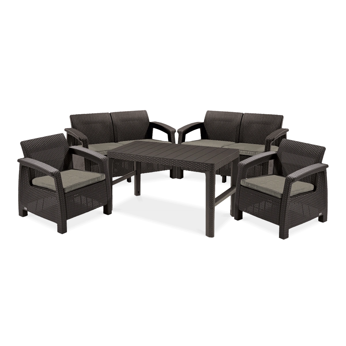 ZESTAW MEBLI OGRODOWYCH na taras SOFA fotel CORFU FIESTA/LYON BRĄZOWY 5el 1 szt