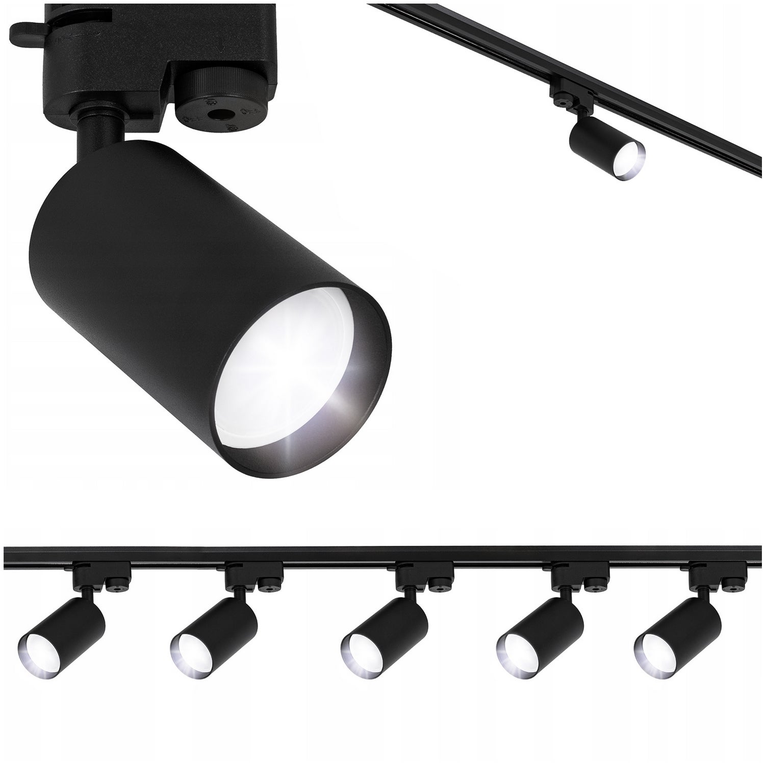 Zestaw szynowy 5x oprawa GU10 - Listwa reflektorowa czarna 2m - Lampa sufitowa LED szynoprzewód - LEDHOFF