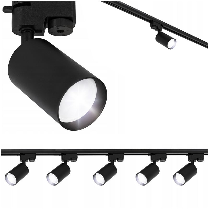 Zestaw szynowy 5x oprawa GU10 - Listwa reflektorowa czarna 2m - Lampa sufitowa LED szynoprzewód - LEDHOFF