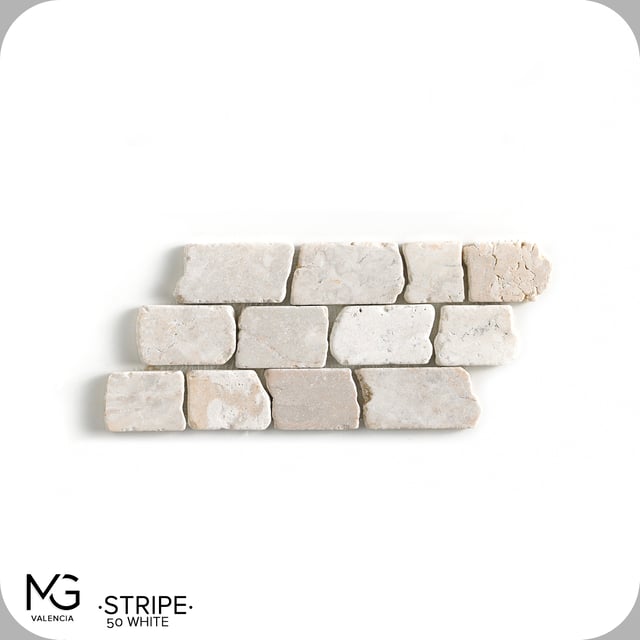 Mosaico in marmo naturale 14,8x30,5cm | STRIPES 50 WHITE | (Confezione da 22 maglie = 1m2)