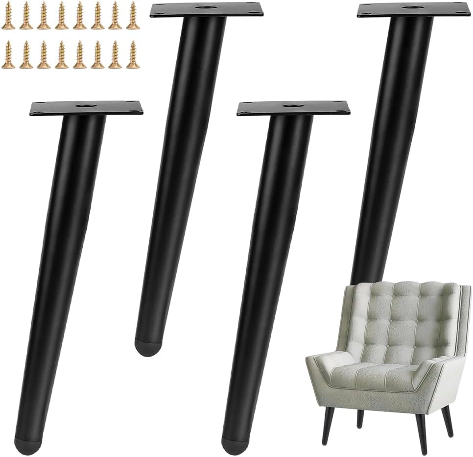 Set de 4 picioare de masă înclinate de 40 cm - picioare metalice pentru mobilă - picioare pentru mobilă cu con antiderapant - pentru mese, canapele 4buc