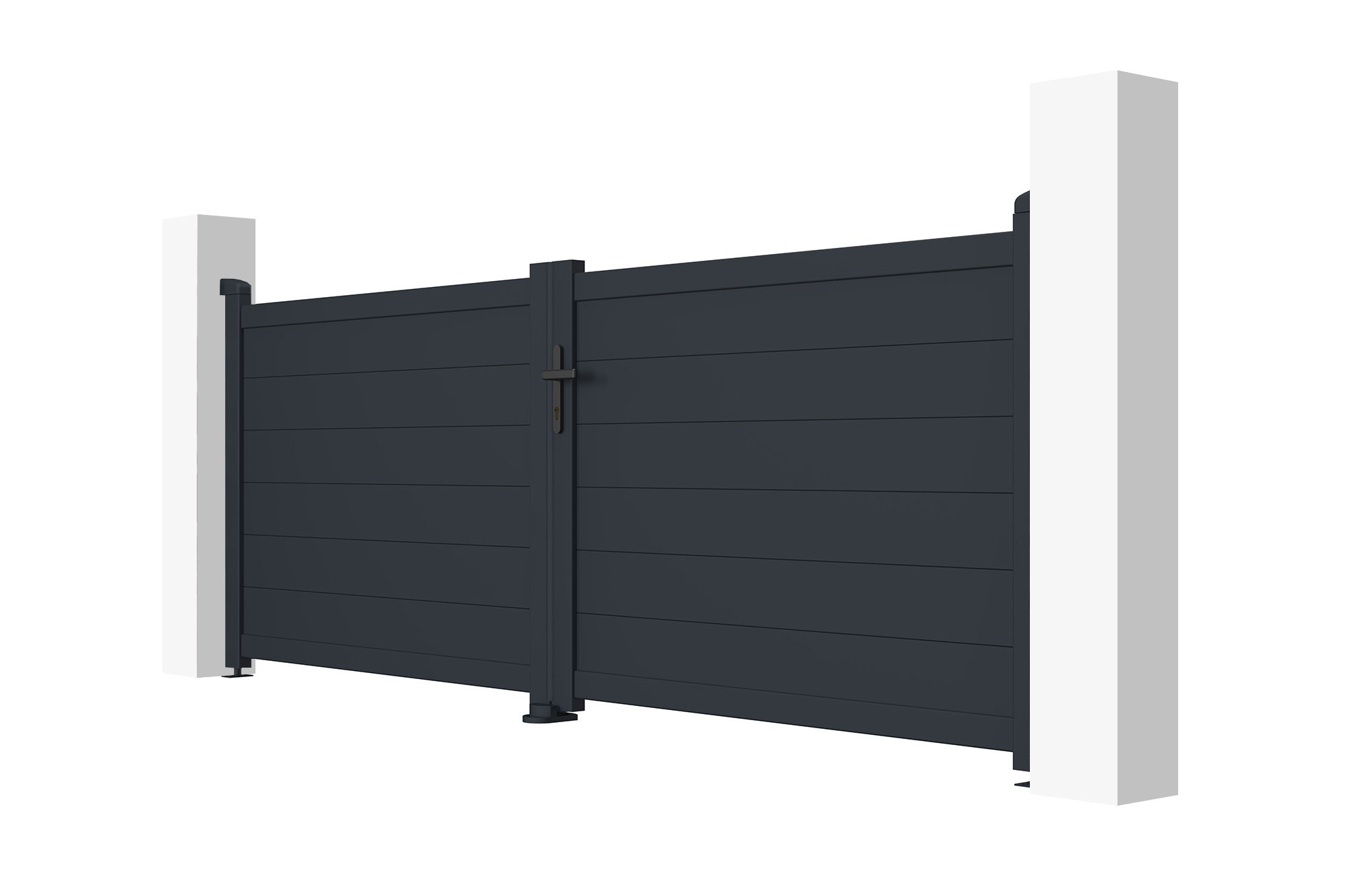 Portail battant 3m EIGER H.115cm + Portillon 1m EIGER H.115cm aluminium gris - 7