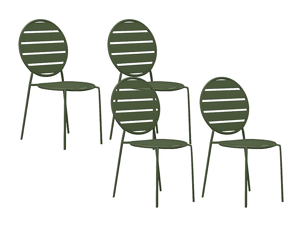 Zestaw 4 krzeseł ogrodowych sztaplowanych z metalu - Khaki - MONTEFARO marki MYLIA