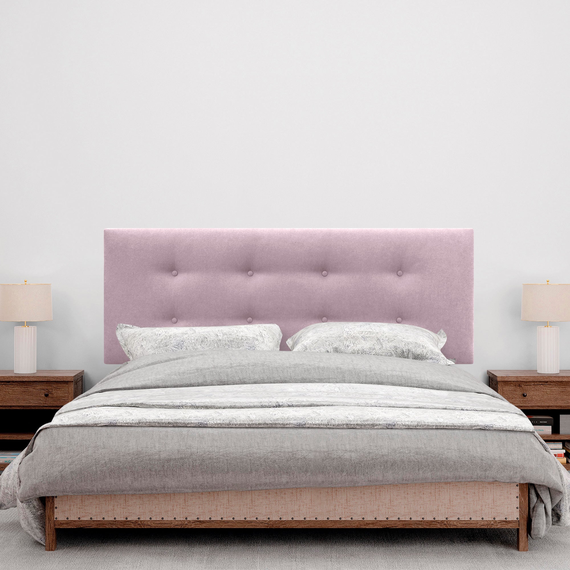 DHOME Cabecero de Tela AQUALINE Pro con 2 hileras de Botones Cabezal tapizado Cama Lujo (Rosa, 150cm) - 4