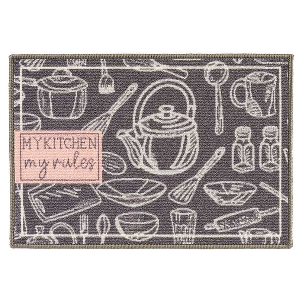 Alfombra my kitchen rosa blanco gris poliamida (40 x 1 x 60 cm)