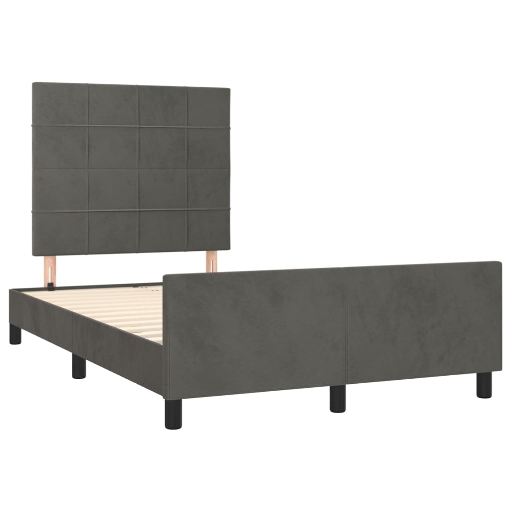 Cadre de lit sans matelas, velours, gris foncé, pour la chambre, 120 × 200 cm - 4