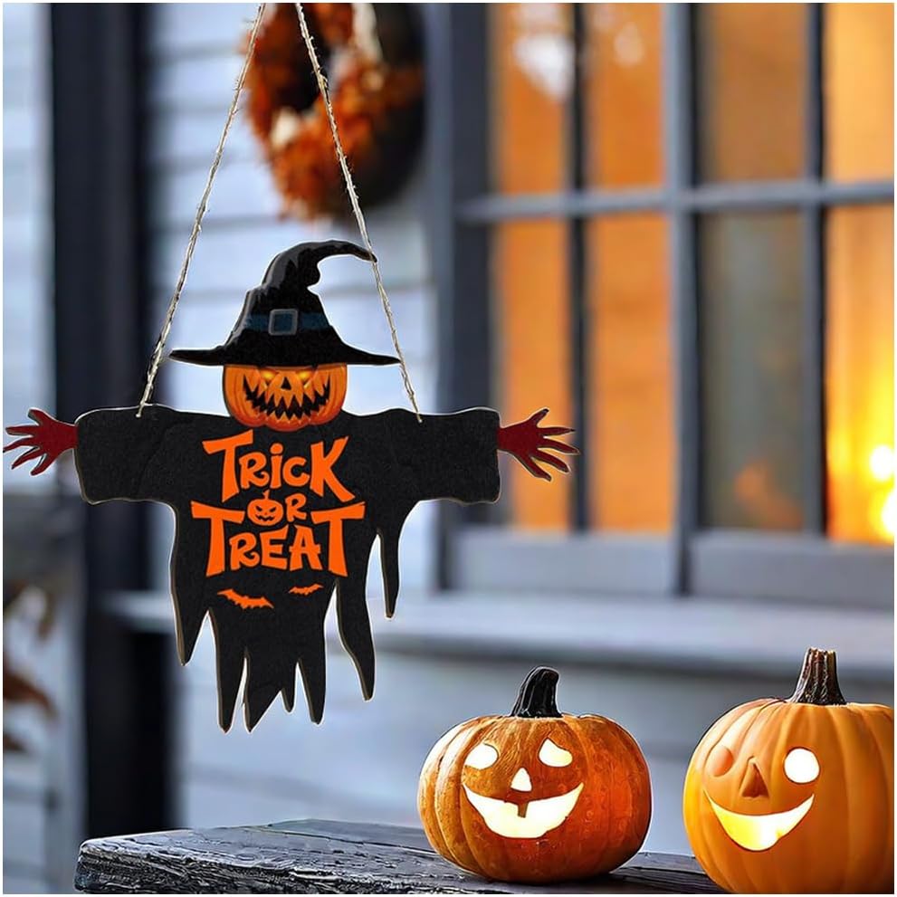 Panneau de citrouille d'Halloween Panneau de bienvenue pour porte d