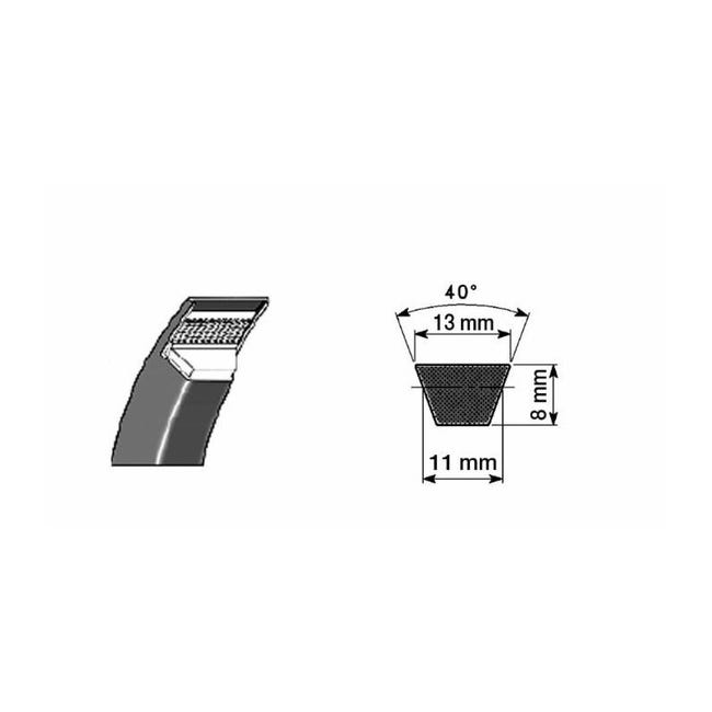 Courroie trapézoïdale lisse A22 13X8X560 MM Courroie trapézoïdale lisse A22 13X8X560 MM