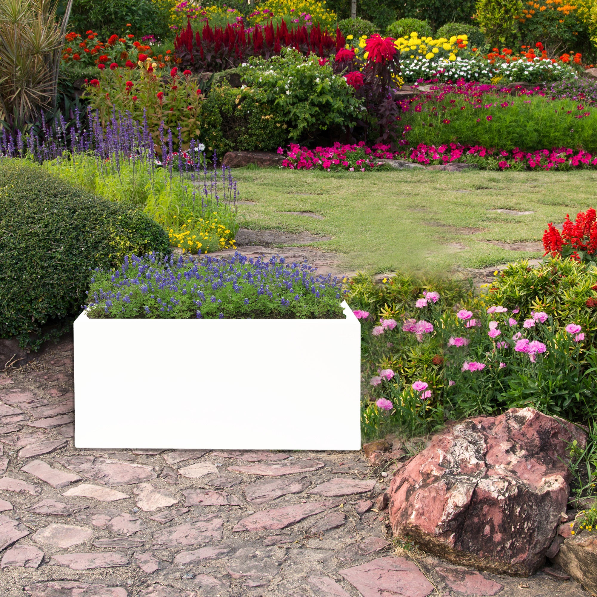 Jardinera color Blanco de Polietileno 60cm WellHome - 4