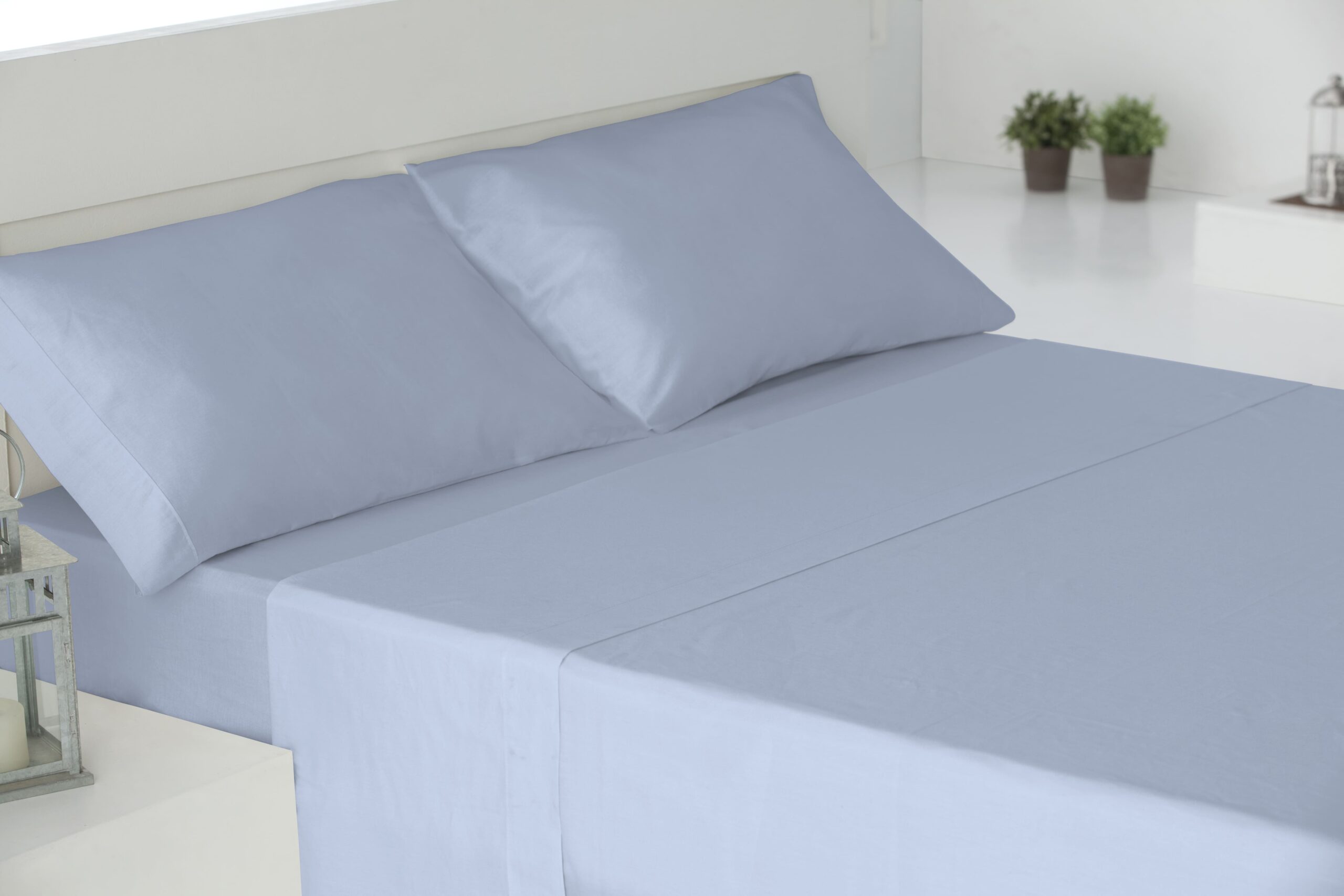 Juego sábanas tres piezas 100% algodón azul cama 135cm donegal collections
