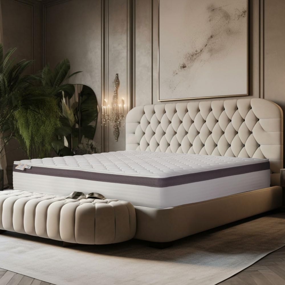 Lechepussleep Materasso king size, 35,5 cm, in memory foam ibrido e molle insacchettate individuali, isolamento del movimento, materasso in peluche medio in scatola, sollievo dalla pressione, supporto