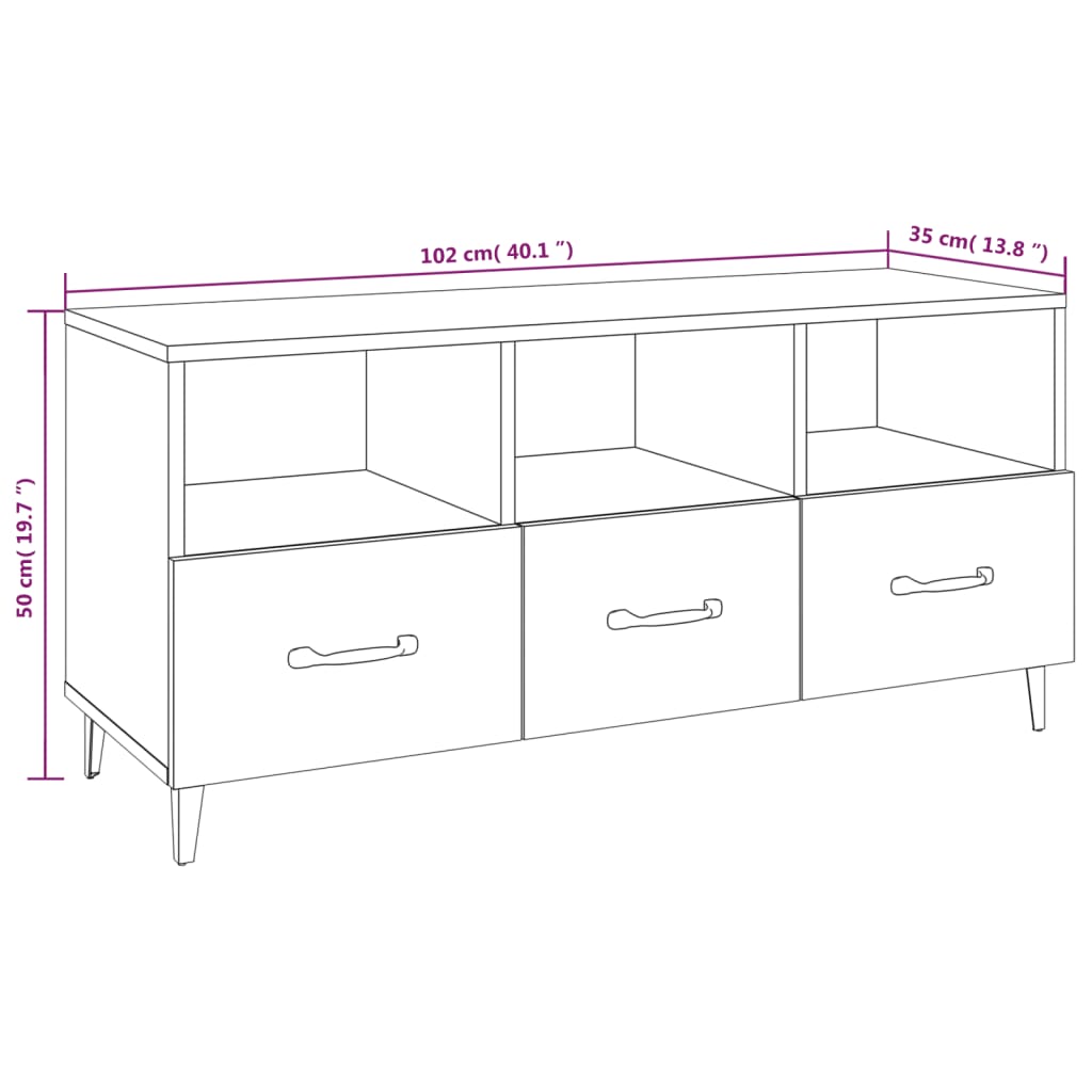 vidaXL Meuble TV Sonoma gris 102x35x50 cm Bois d'ingénierie - 8