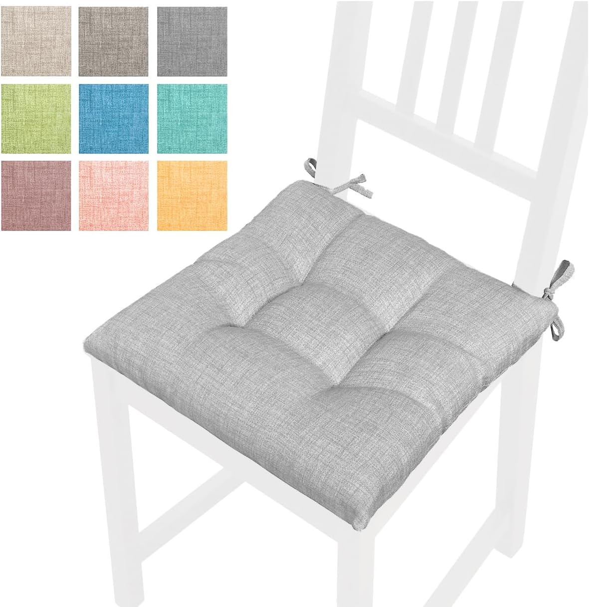 Coussin pour Chaise Doux Universel Lacets de fixation Lavable Couleur Pastel Unie Marron - 3