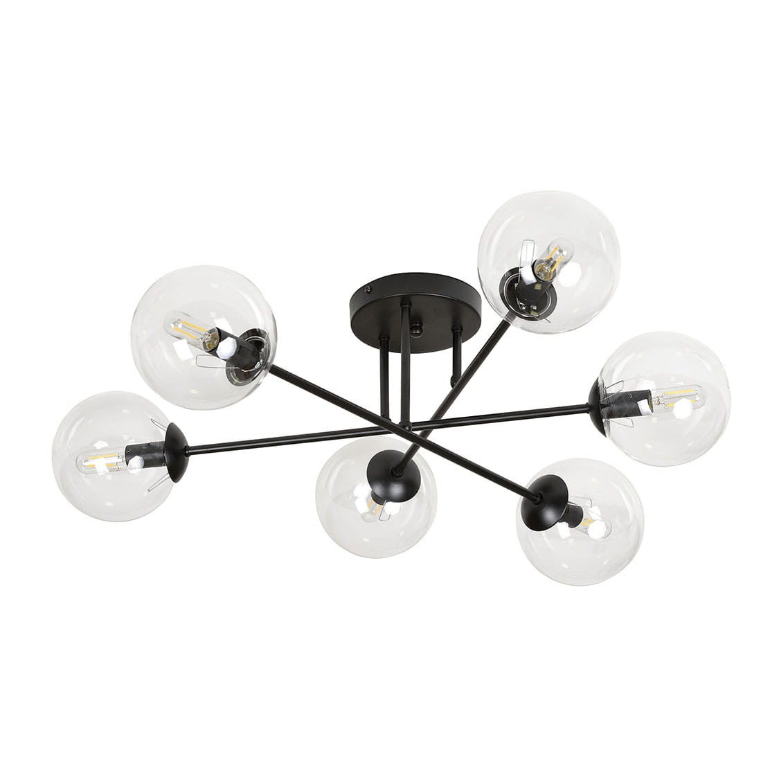 Lampa wisząca Brendi czarno-przezroczysta 6xE14x40W wym: 26 x 75 cm metal Emibig