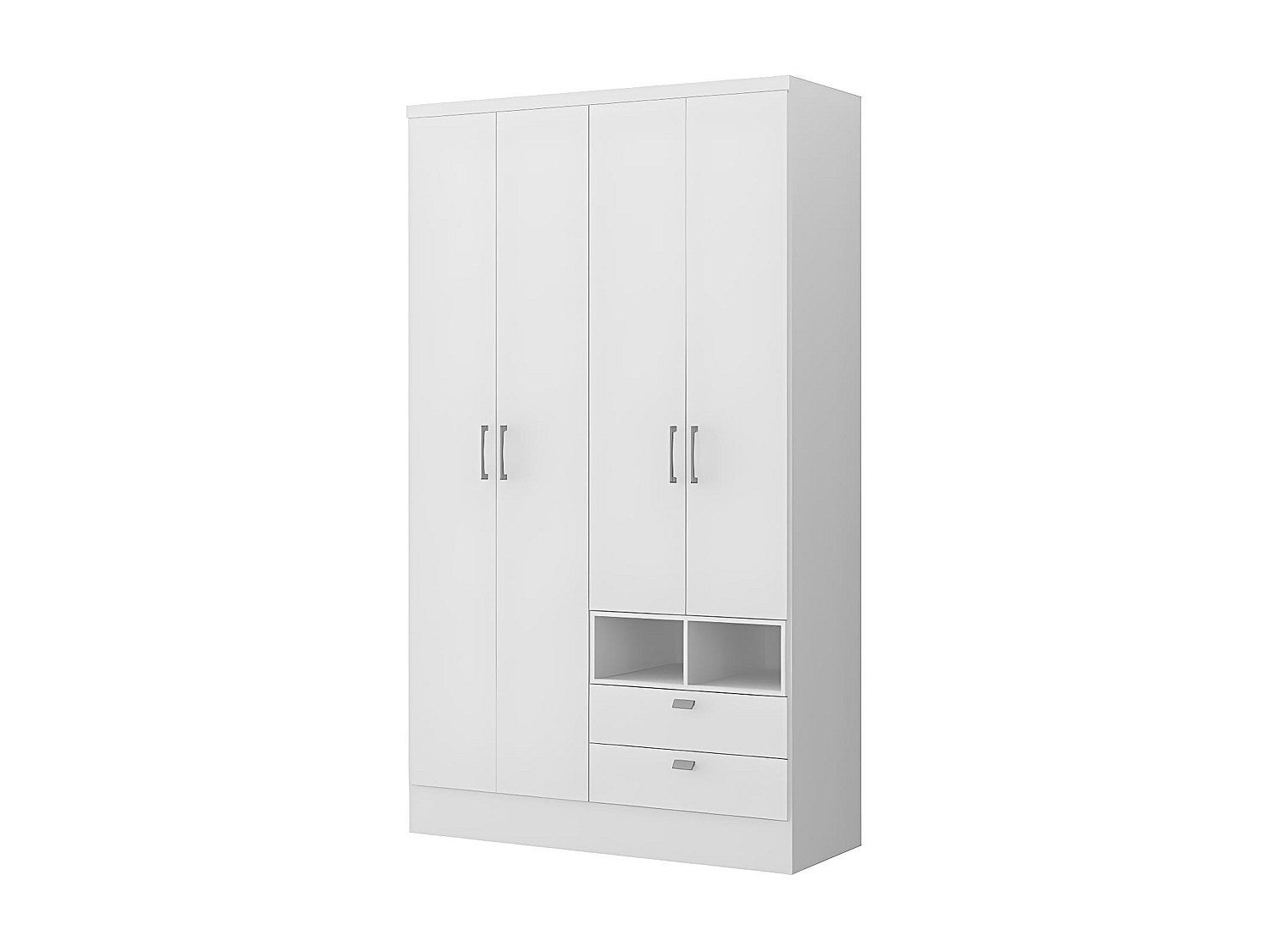 Armoire ODILON - 4 portes & 2 tiroirs - L.120 cm - Blanc - 2