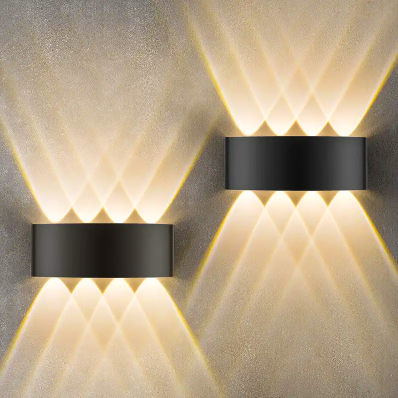 Zestaw 2 kinkietów ściennych LED do wnętrz i na zewnątrz, lampa ogrodowa aluminiowa 8 W, lampka nocna, wodoodporna IP65, ciepłe światło 3000 K