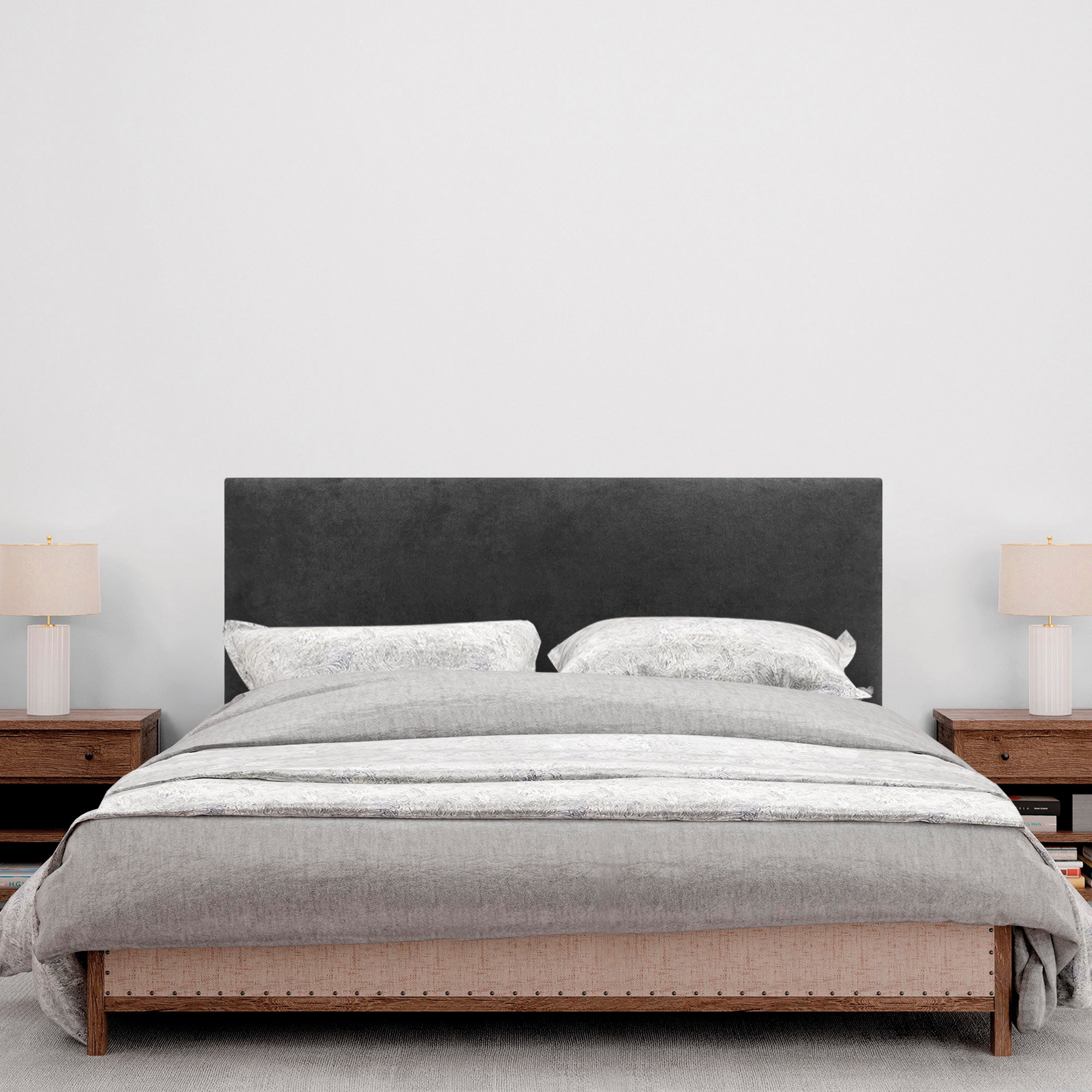 DHOME Cabecero de Tela AQUALINE Liso cabeceros Cabezal tapizado Cama Lujo (Tela Negro, 160cm (Camas 120/135/140)) - 4