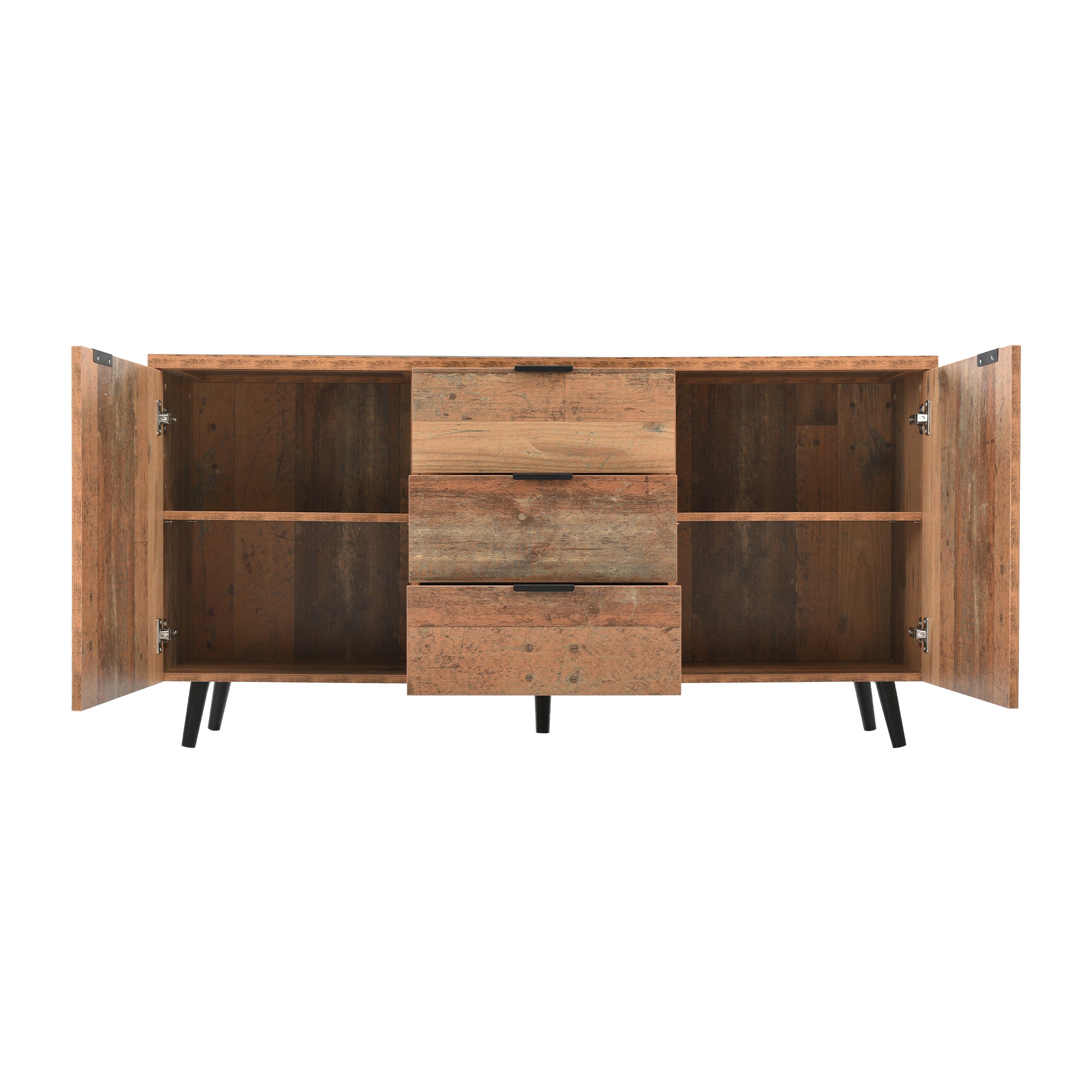 Credenza bassa - 2 ante e 3 cassetti - Truciolare - Stile industriale - Colore marrone - 2