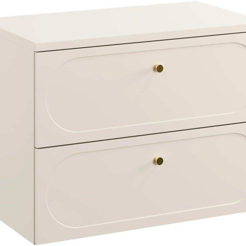 Szafka łazienkowa Donna Sand 80 cm z blatem beżowa frezowana