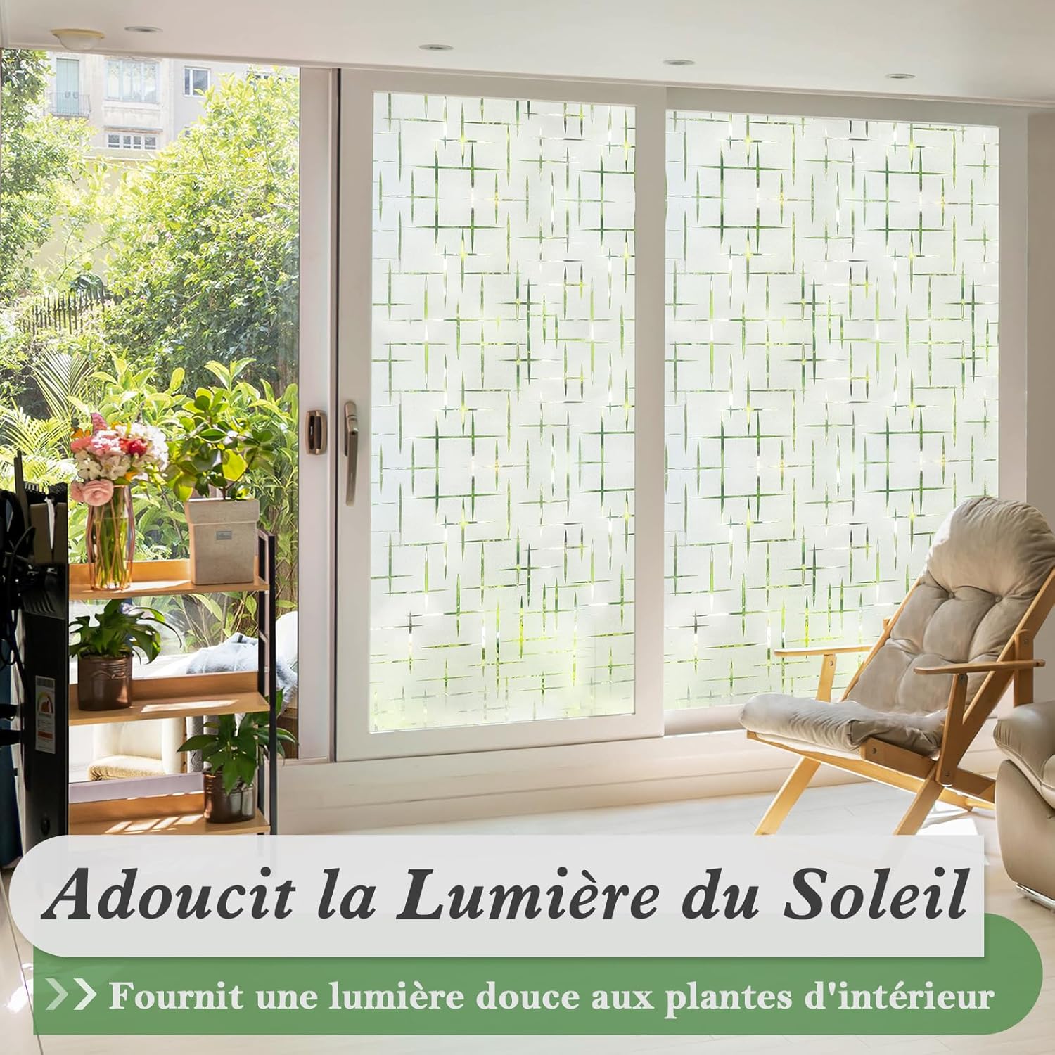 Lámina electrostática para ventanas Depoli 45 200 lámina electrostática adhesiva protección UV diseño entrecruzado para hogar, la oficina y la cocina. - 6