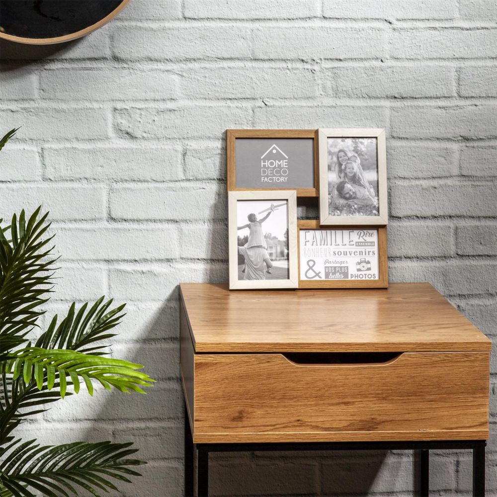 Cadre photo pêle-mêle 4 photos marron blanc - 7