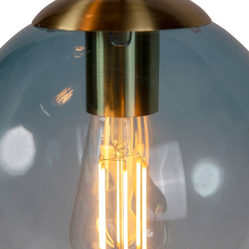 Qazqa art deco lampe suspendue - Pallon - doré/laiton, max. 25w, e27, à 3 lumières, 45cm, idéal pour la salle à manger - 4