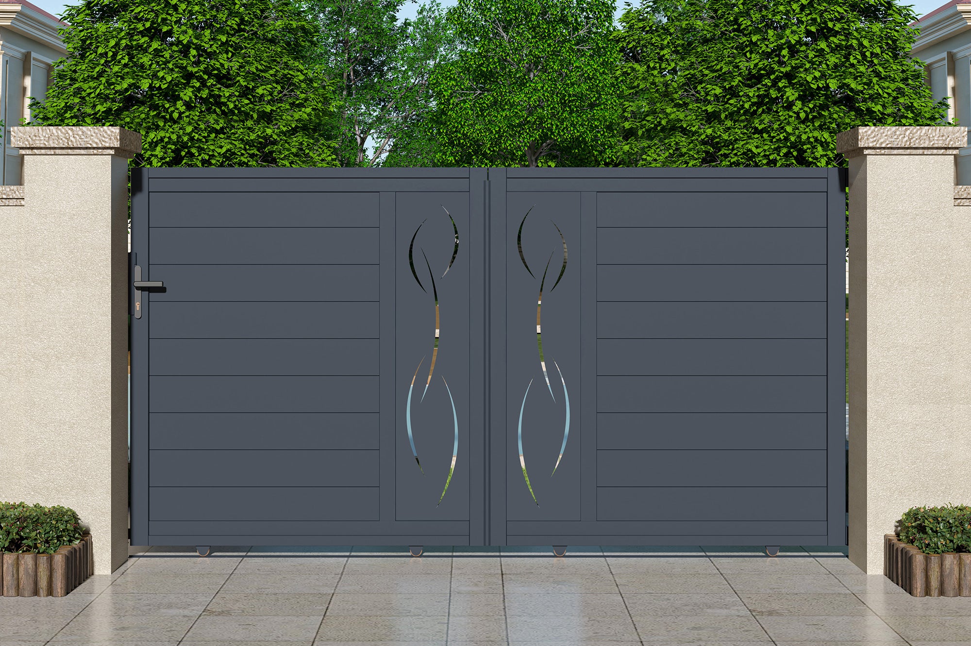 Brama przesuwna 3,5m LIFE wys. 160cm szare aluminium