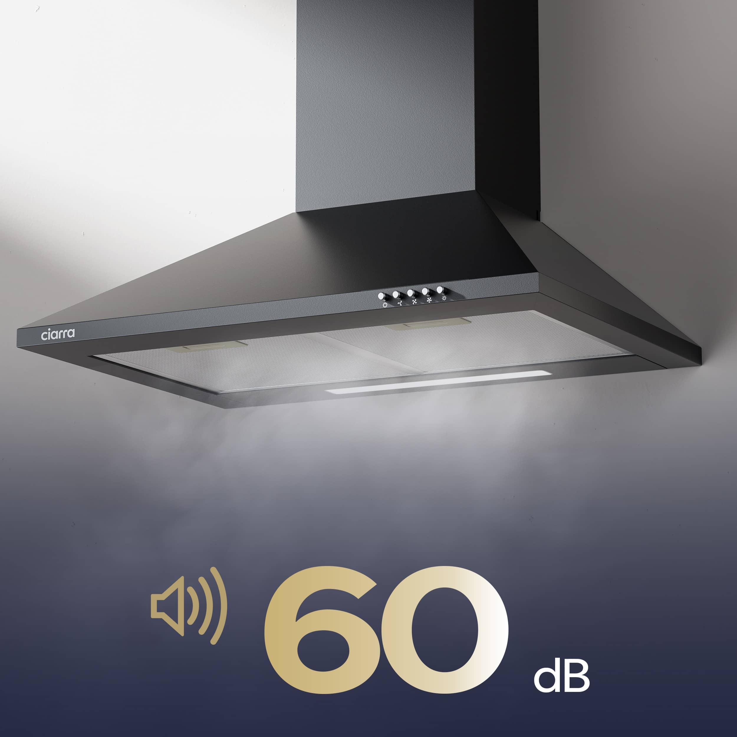 Exaustor de Parede CIARRA 60cm 404 m3/h 3 Velocidades Recirculação Preto 201BK60 - 6