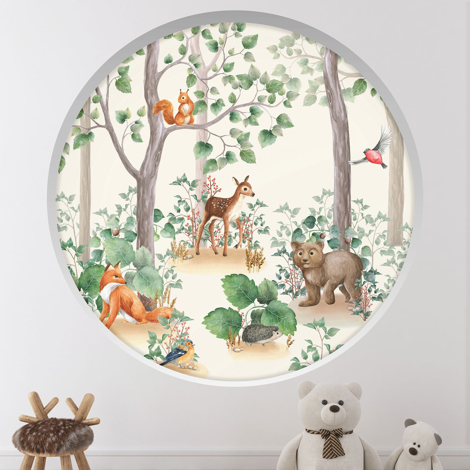 Autocollant Trompe-l'Œil Hublot Avec Animaux De La Jungle - 30x30 Cm, Impression Haute Qualité, Fabriqué En France
