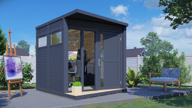 Abri de jardin BERTILO Concept Office avec plancher, Ep.18 mm, gris anthracite