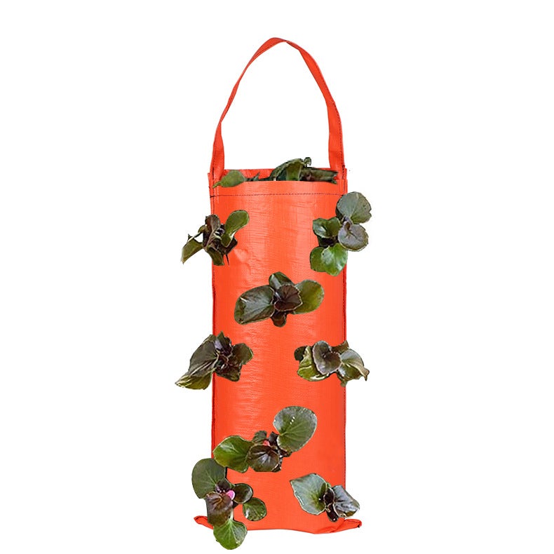 2pcs Sacs de culture de fraises verticaux à 8 trous, sacs de plantes, sacs de pépinière, pots de fleurs et accessoires de conteneurs (orange) - 4