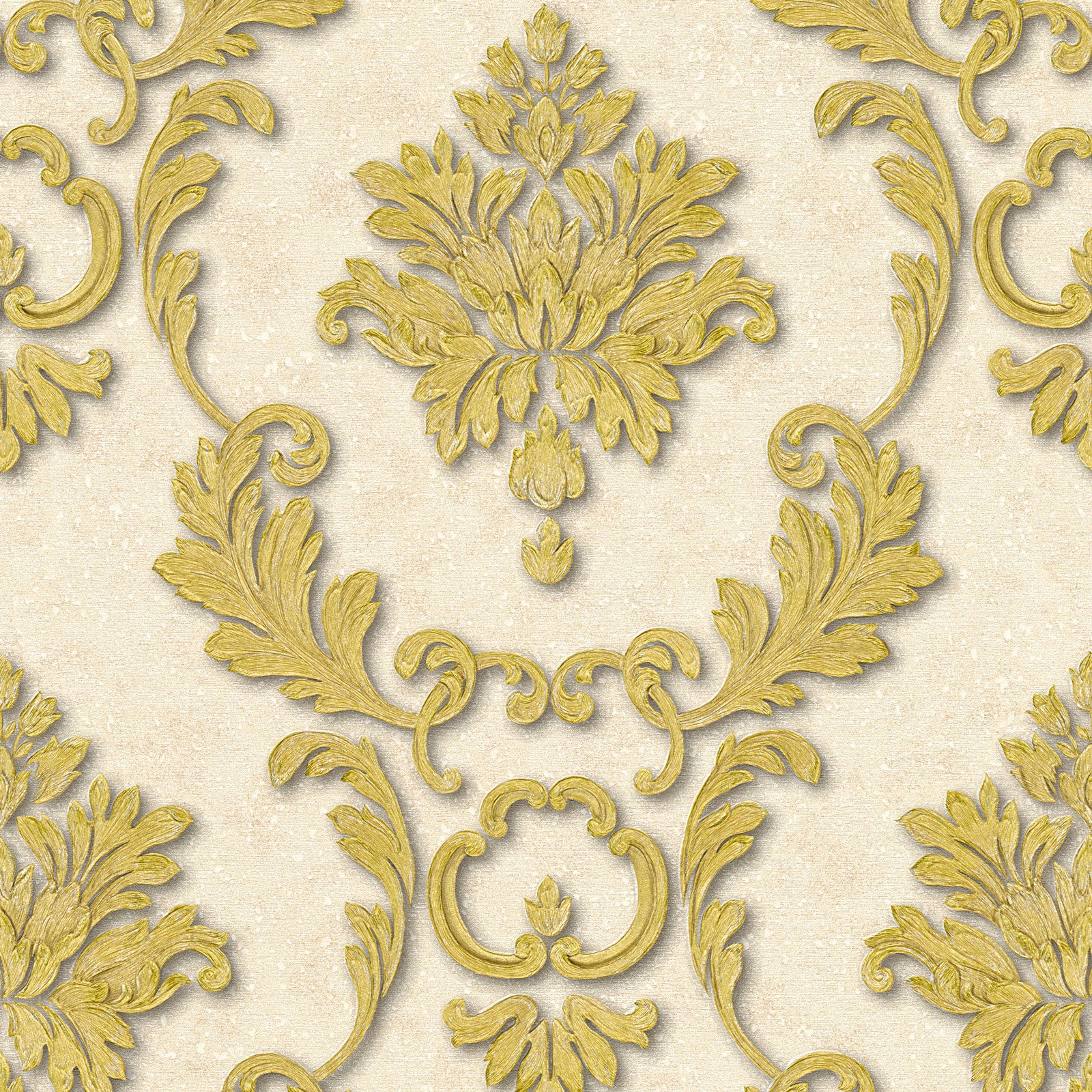 Papel pintado damasco papel pintado beige y dorado para pasillo, salón & dormitorio papel pintado vinílico estilo barroco elegante
