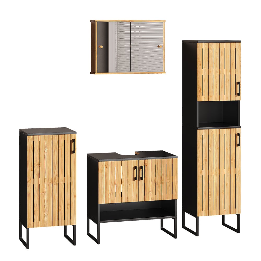 Vicco Zestaw mebli łazienkowych Vayra, Bambus, 4 części