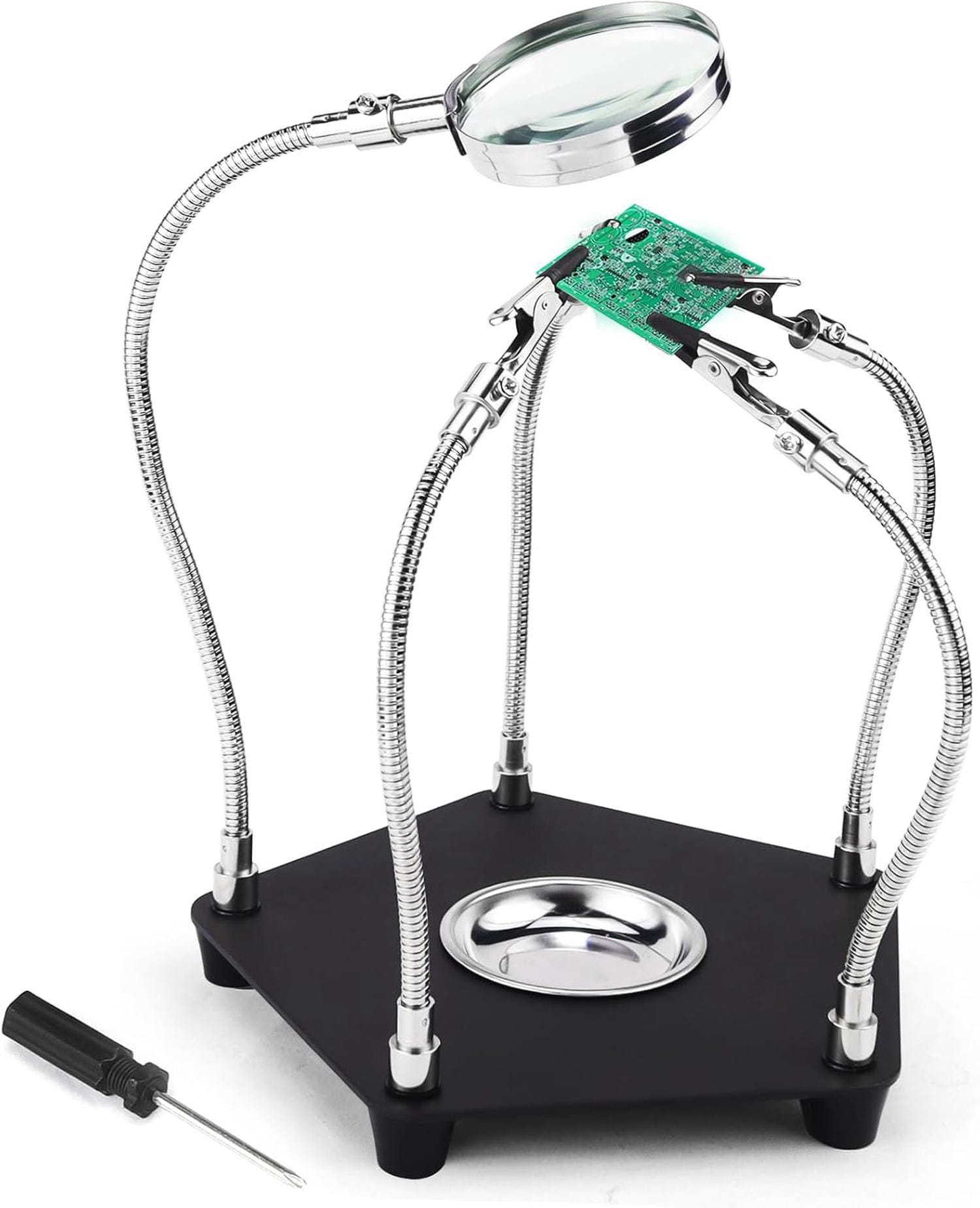 Troisieme Main Soudure avec 6 Bras Flexibles et 3X Loupe, pour Réparation Électronique Modelisme Loisirs - Bricolage Troisieme Main Soudure avec 6 Bras Flexibles et 3X Loupe, pour Réparation Électronique Modelisme Loisirs - Bricolage