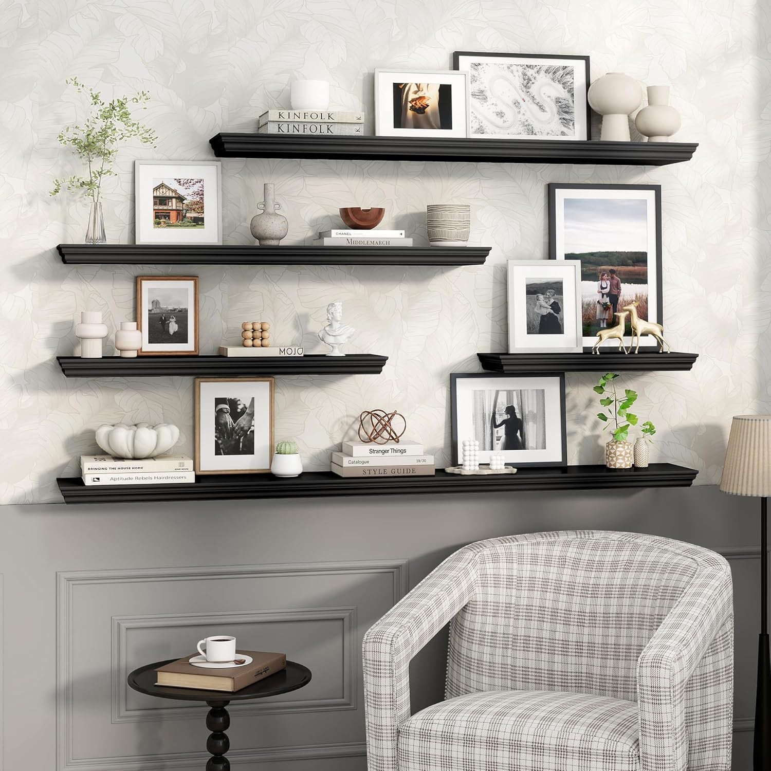 BOMCLAP Estante de parede para decoração e organização, divisória de parede suspensa, estante para suculentas na sala de estar - 7
