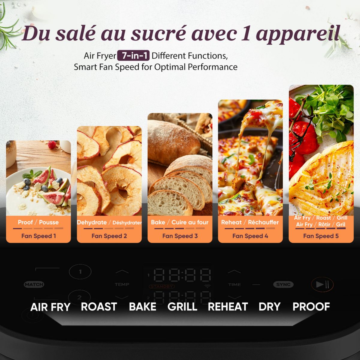 Friteuse sans huile COSORI - Air Fryer Turbo Tower - Capacité 10,8L - 7 programmes - 2630W - Noir - 7