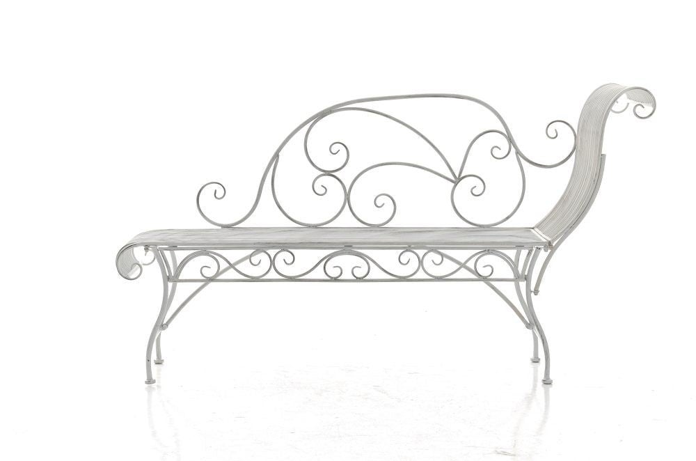 Panca da giardino panca design in ferro battuto bianco invecchiato schienale lato destro 156x46 cm MDJ10190 - 2