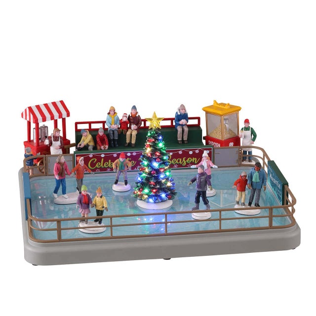 ‎Patinoire extérieure, scène de village de Noël en polyrésine / Default Title