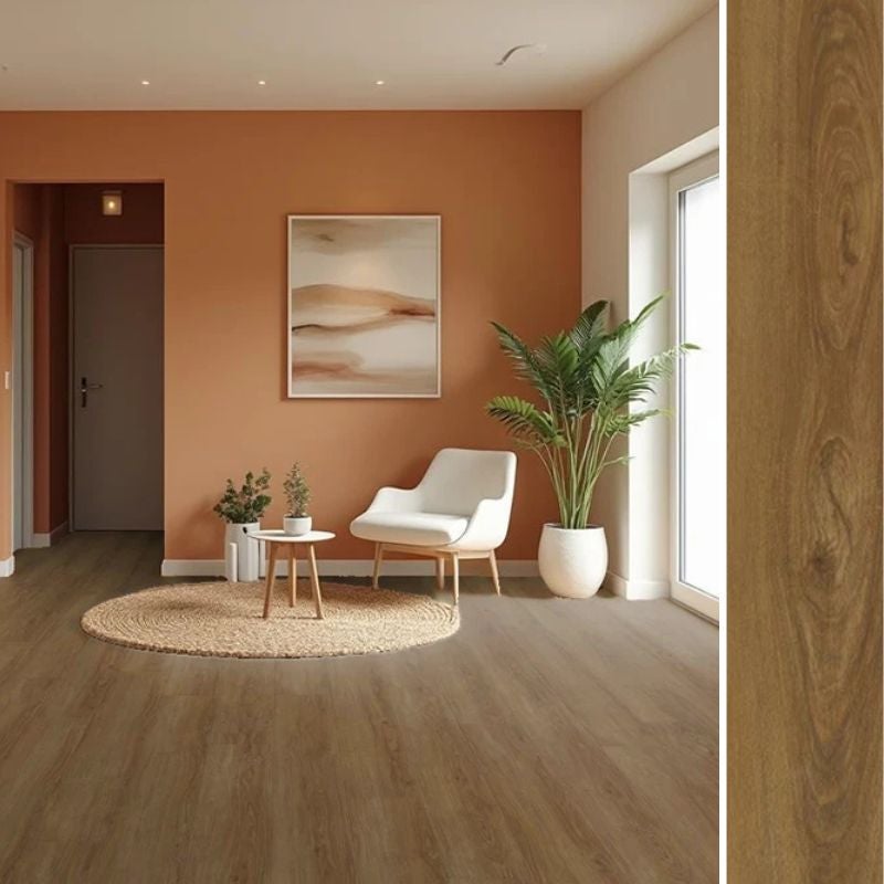 Arquiservi| suelo vinílico en click spc xl. base incorporada (6.5mm) (26,18 m²) roble caramelo. resistente, apto suelo radiante, hidrófugo.
