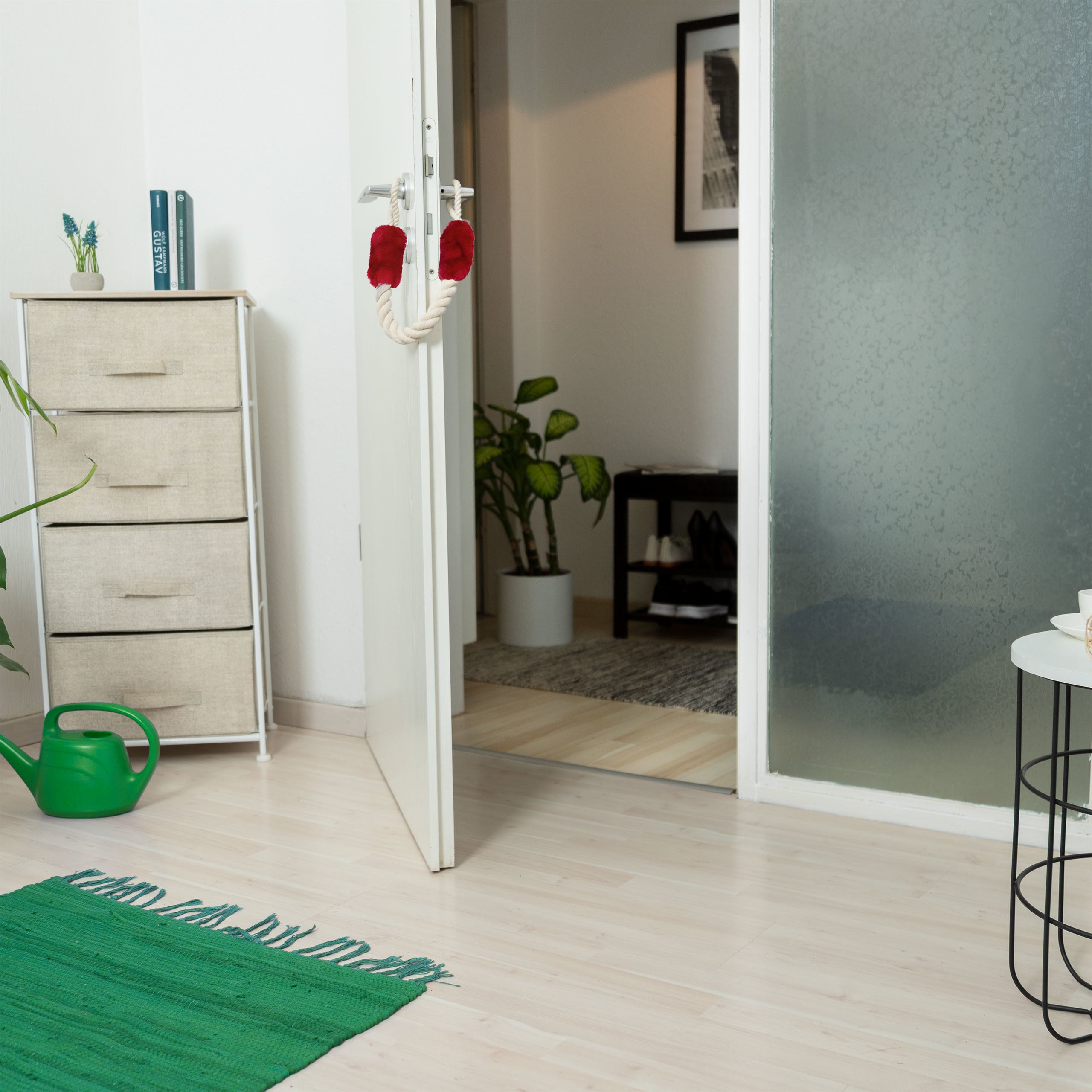 Butoir de porte, lot de 2, arrêt, sécurité, 60cm, anti-pincement pour enfants & animaux, crème, rouge, Relaxdays - 2