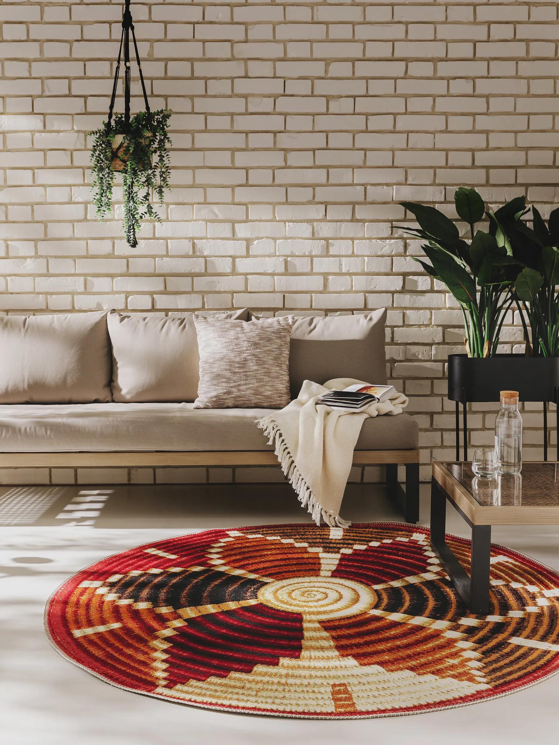 BENUTA - Tapis d'extérieur & intérieur rond Kenya multicouleur ø 160 cm rond - 2